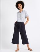 Marks & Spencer Pure Cotton Poplin Cropped Culottes Navy