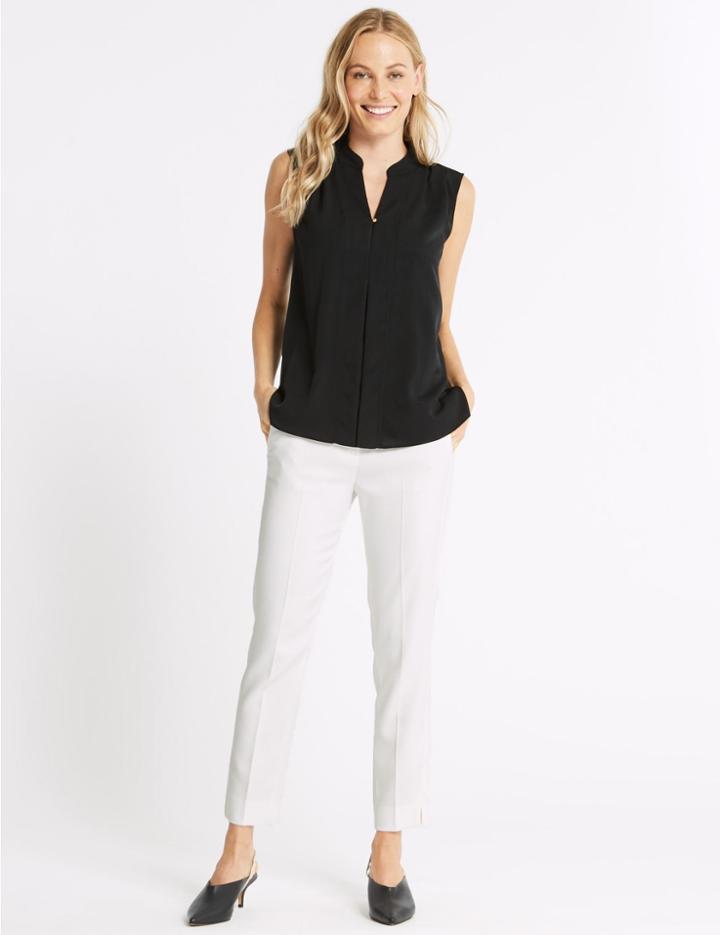Marks & Spencer Jacquard Print Slim Leg Trousers Winter White