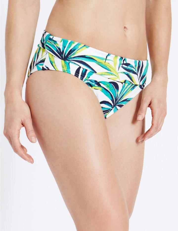 Marks & Spencer Palm Print Bikini Bottoms White Mix