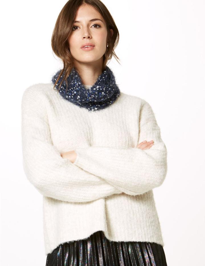 Marks & Spencer Textured Snood Scarf Navy Mix