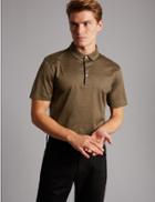 Marks & Spencer Pure Cotton Striped Polo Shirt Natural Mix