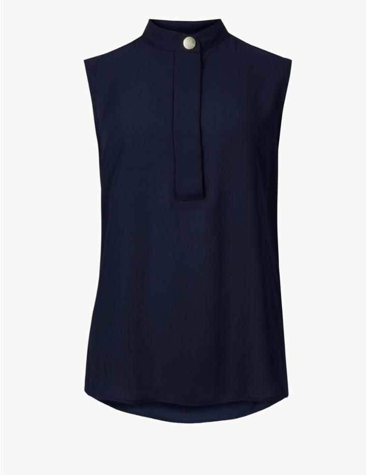 Marks & Spencer High Neck Shell Top Navy
