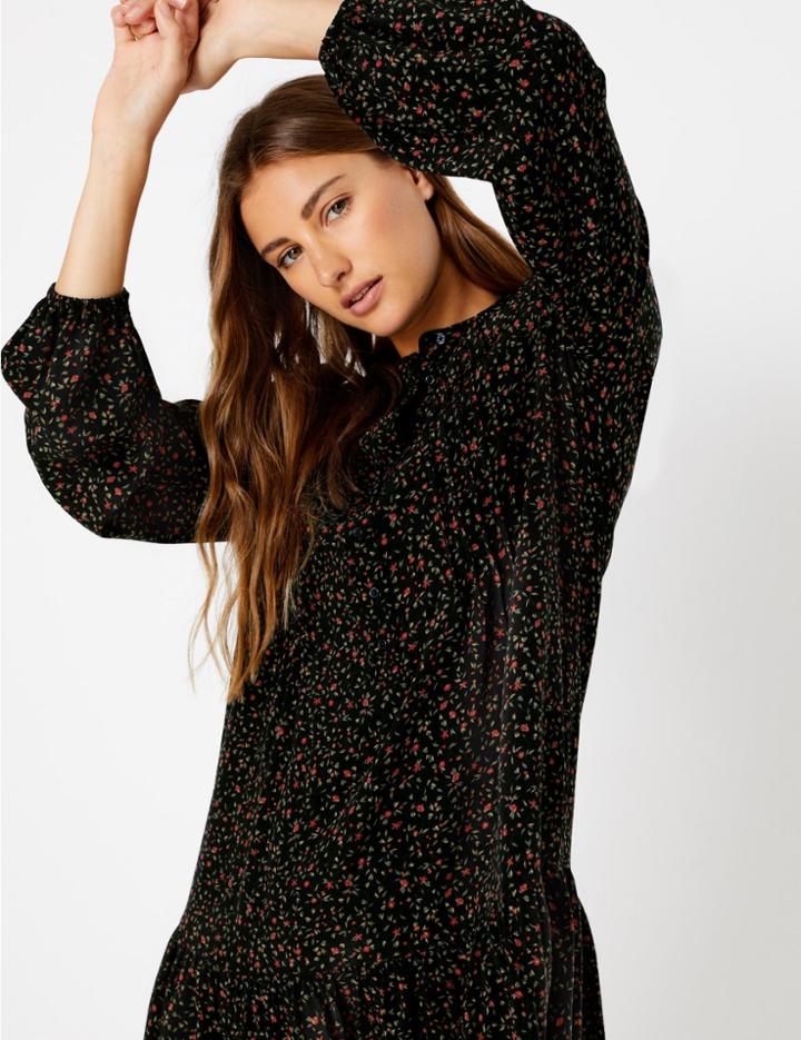 Marks & Spencer Ditsy Print Relaxed Mini Dress Black Mix