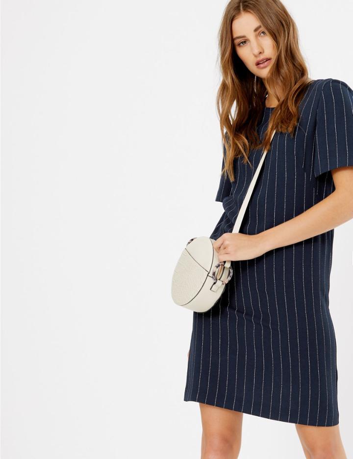 Marks & Spencer Striped Woven Shift Dress Navy Mix