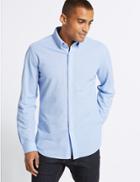 Marks & Spencer Cotton Rich Slim Fit Shirt Light Blue