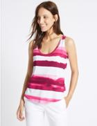 Marks & Spencer Pure Cotton Printed Sleeveless T-shirt Pink Mix