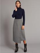 Marks & Spencer Double Face A-line Midi Skirt Grey