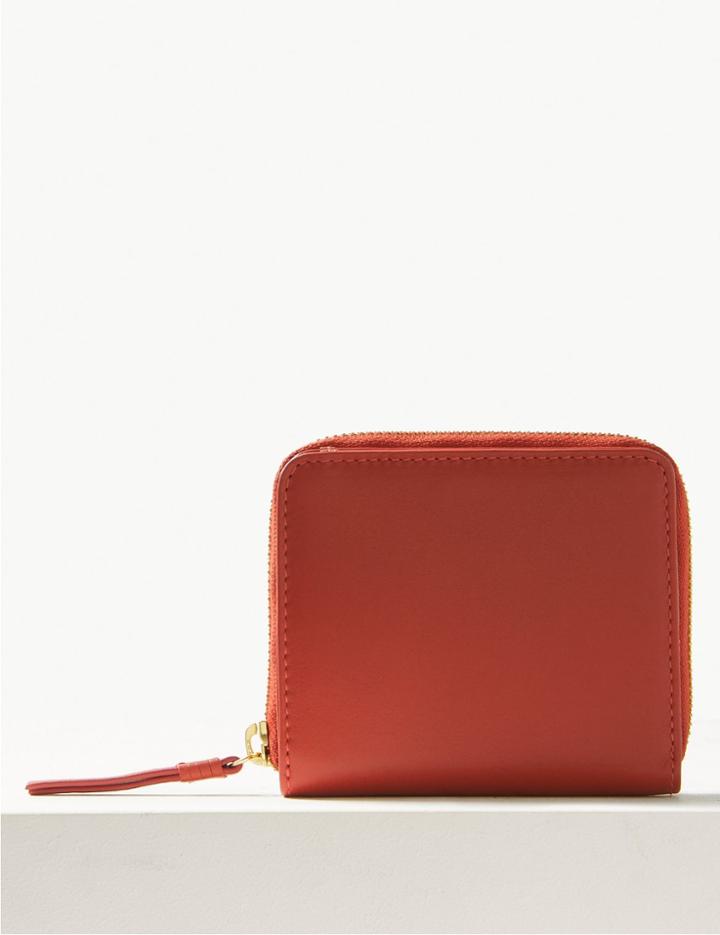 Marks & Spencer Leather Zip Detail Purse Burnt Orange