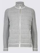 Marks & Spencer Pure Cotton Textured Zipped Through Cardigan Grey