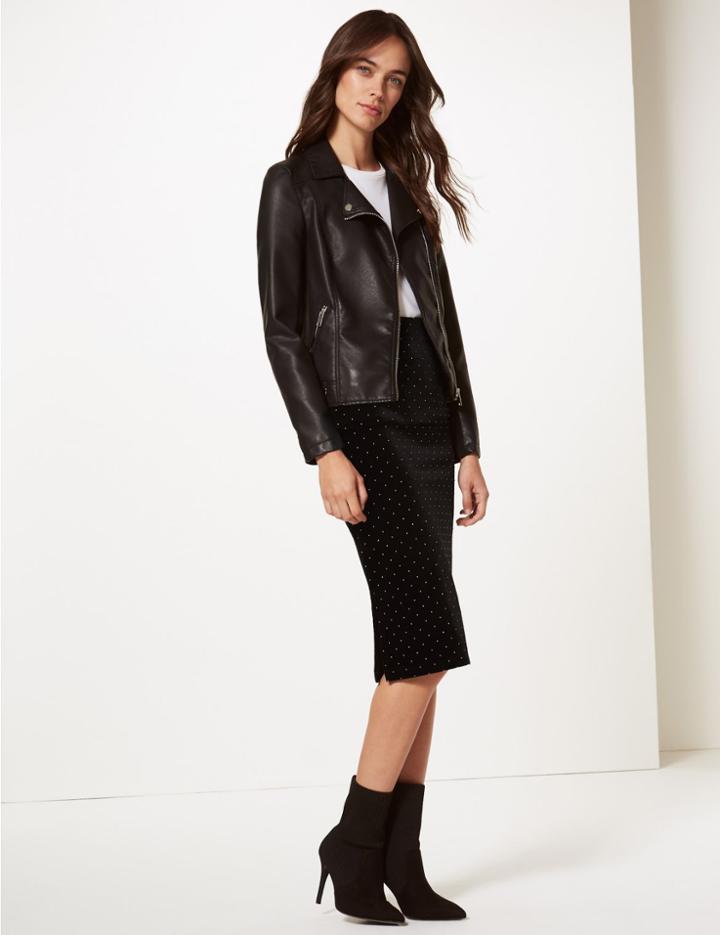 Marks & Spencer Embellished Jersey Pencil Skirt Black