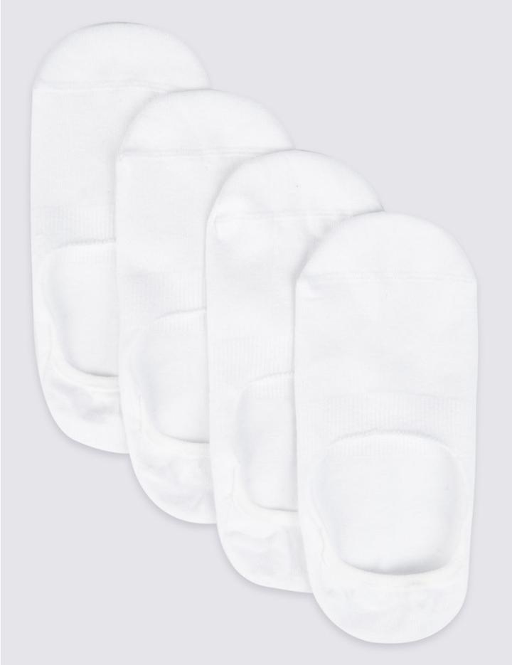 Marks & Spencer 4 Pairs Of Cool & Freshfeet&trade; Invisisble Shoe Liners White