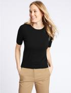 Marks & Spencer Round Neck Short Sleeve Jumper Black