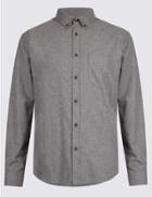 Marks & Spencer Pure Cotton Shirt With Pocket Grey