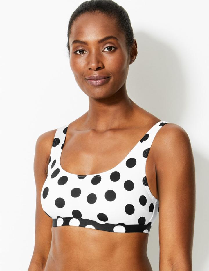 Marks & Spencer Spot Print Scoop Neck Tankini Top White Mix