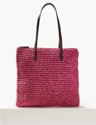 Marks & Spencer Straw Zipped Detail Shopper Bag Pink
