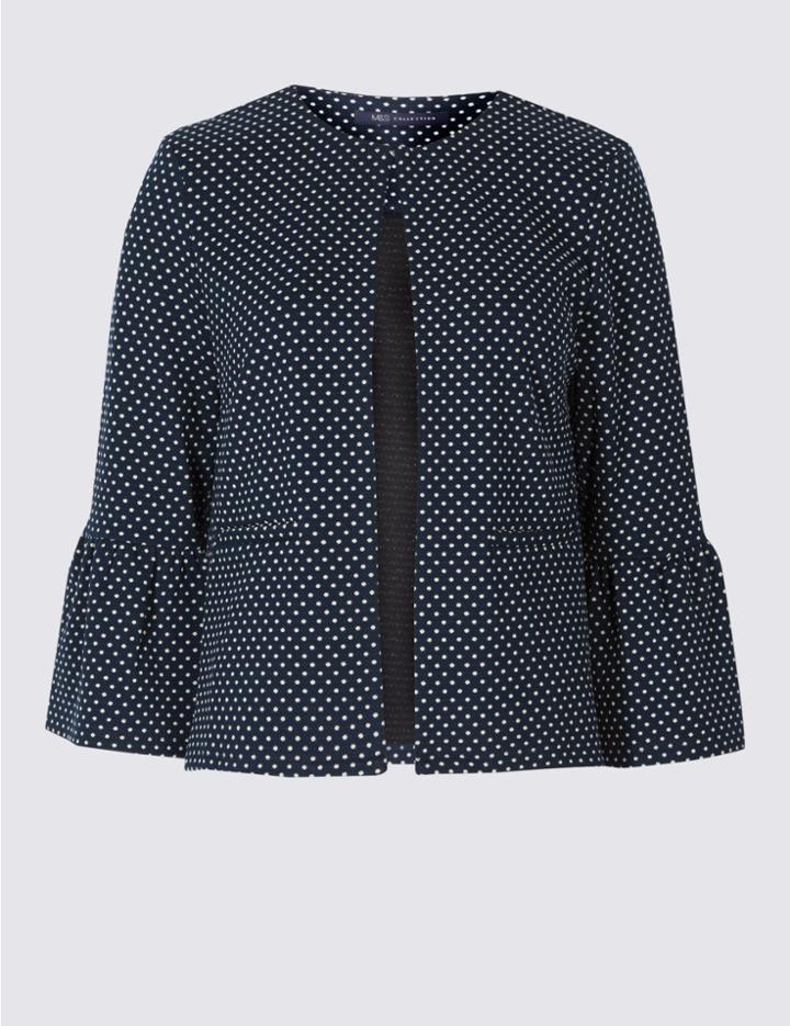 Marks & Spencer Petite Spotted Jersey Blazer Navy