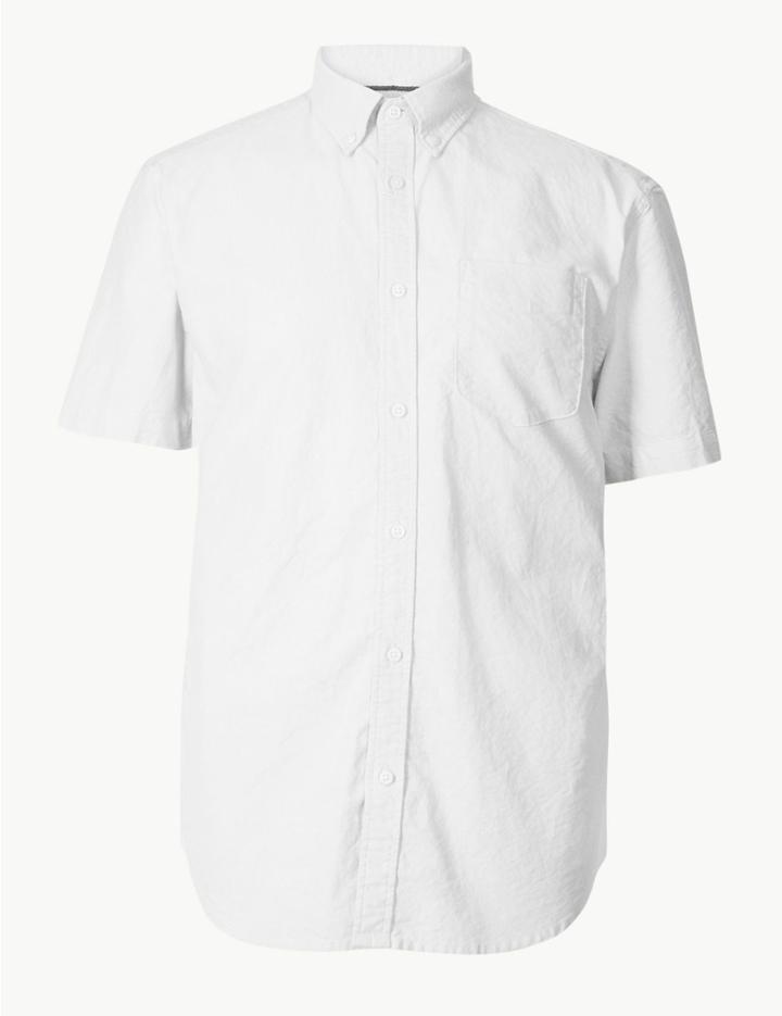 Marks & Spencer Pure Cotton Oxford Shirt White