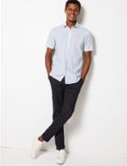Marks & Spencer Cotton Blend Slim Fit Printed Shirt White Mix
