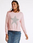 Marks & Spencer Pure Cotton Round Neck Jumper Pink Mix