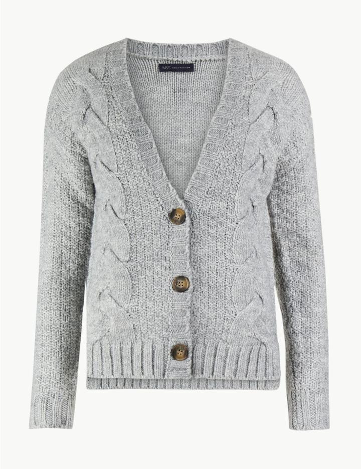 Marks & Spencer Textured Cardigan Grey