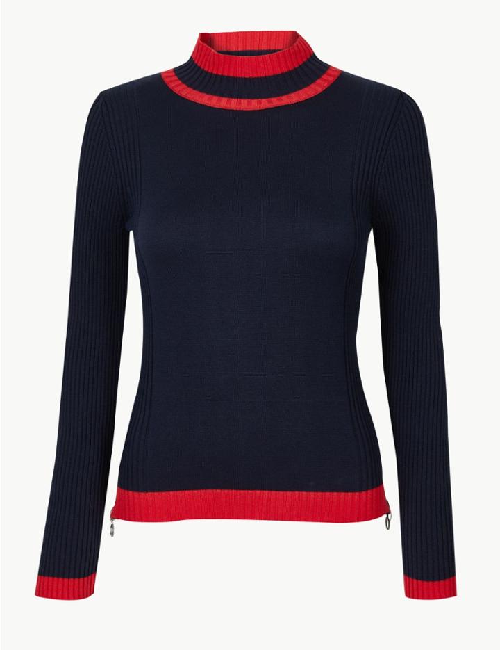 Marks & Spencer Colour Block Jumper Navy Mix