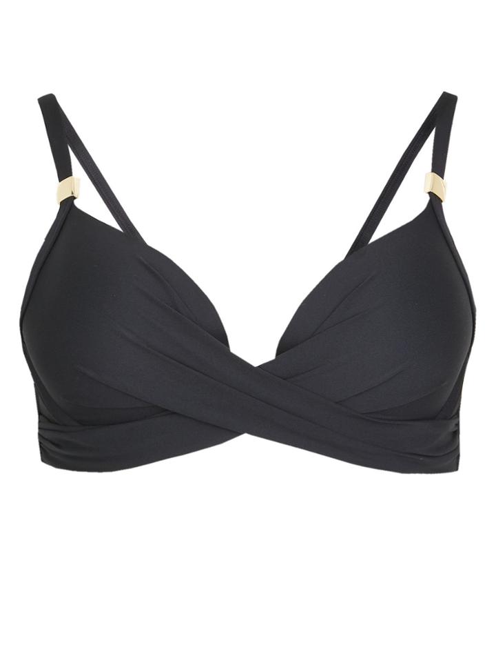 Marks & Spencer Underwired Wrap Front Plunge Bikini Top Black