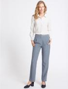 Marks & Spencer Striped Straight Leg Trousers Blue Mix