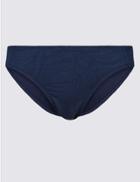 Marks & Spencer Textured Hipster Bikini Bottoms Navy