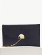 Marks & Spencer Fold Over Chain Clutch Bag Navy