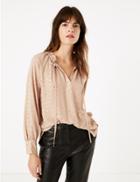 Marks & Spencer Metallic Polka Dot Blouse Soft Brown Mix