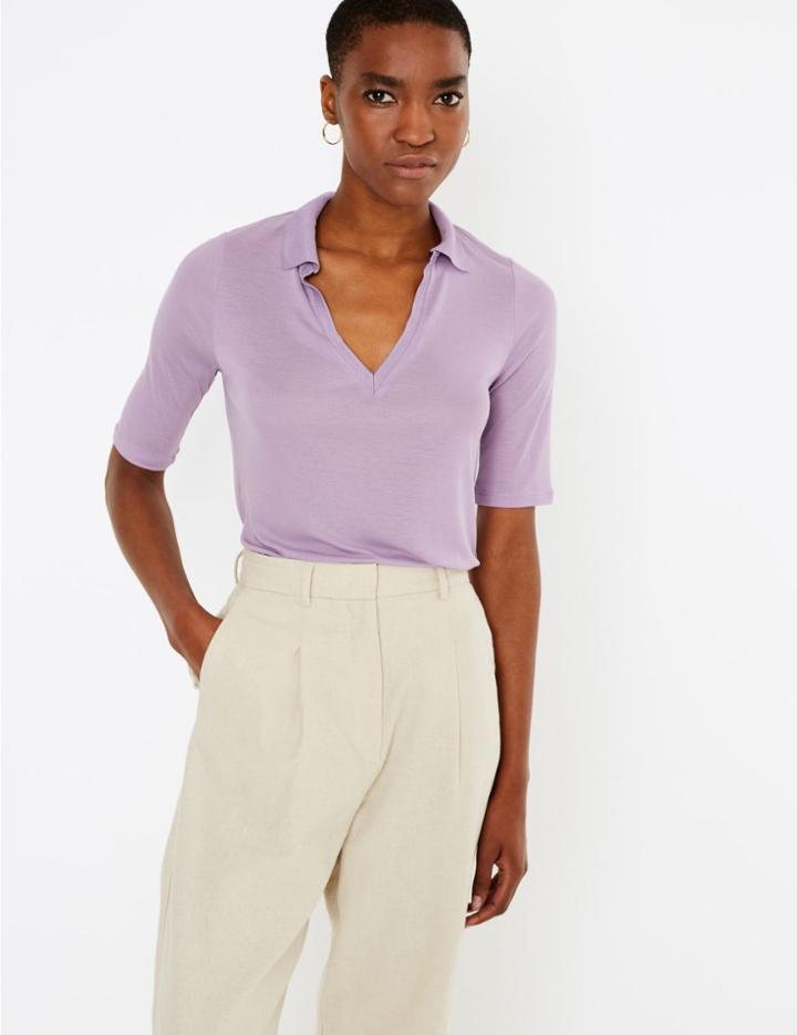 Marks & Spencer Regular Fit Short Sleeve Polo Shirt Amethyst