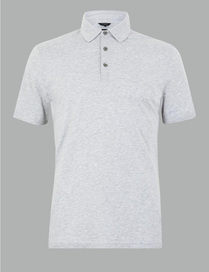 Marks & Spencer Supima Cotton Polo Shirt Light Grey