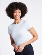 Marks & Spencer Cotton Rich Round Neck Short Sleeve T-shirt With Stretch Light Chambray