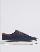 Marks & Spencer Suede Lace-up Pump Shoes Navy