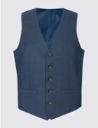 Marks & Spencer Blue Textured Slim Fit Waistcoat Blue