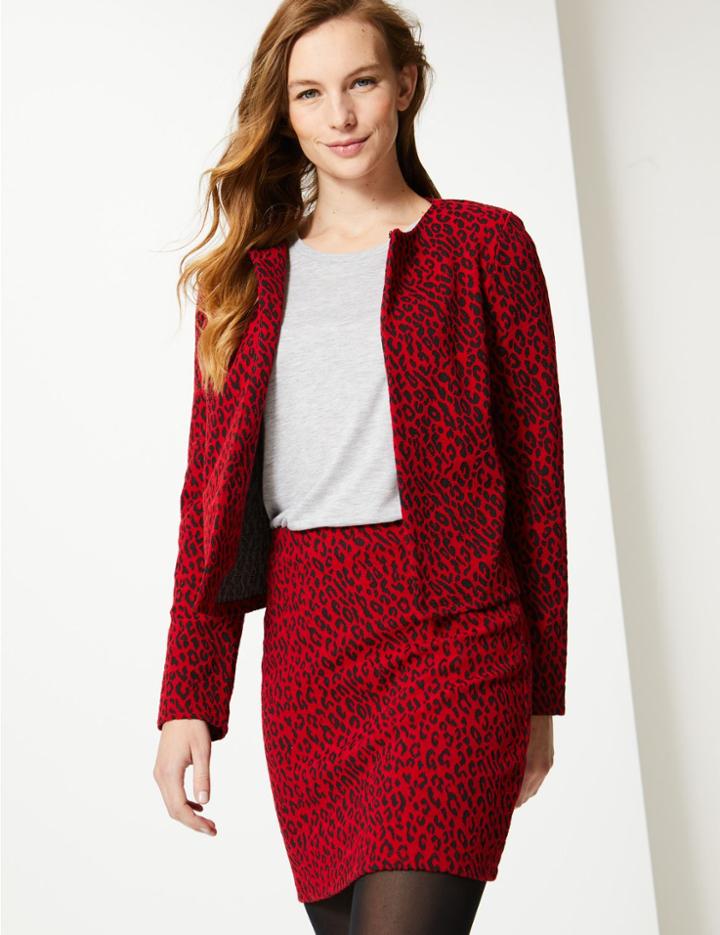 Marks & Spencer Animal Print Jersey A-line Skirt Red Mix