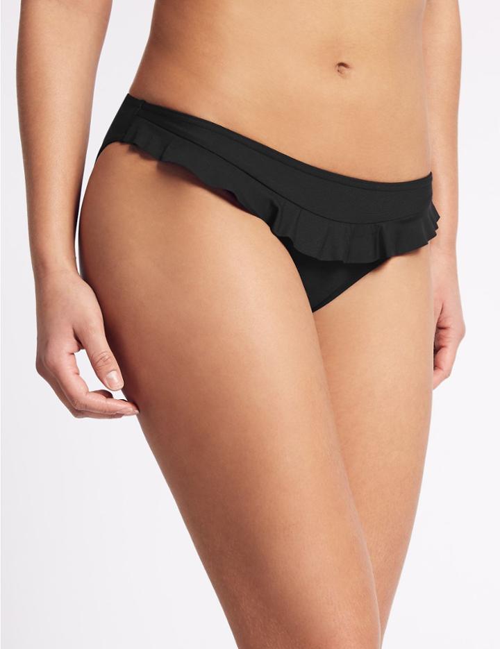 Marks & Spencer Ruffle Hipster Bikini Bottoms Black
