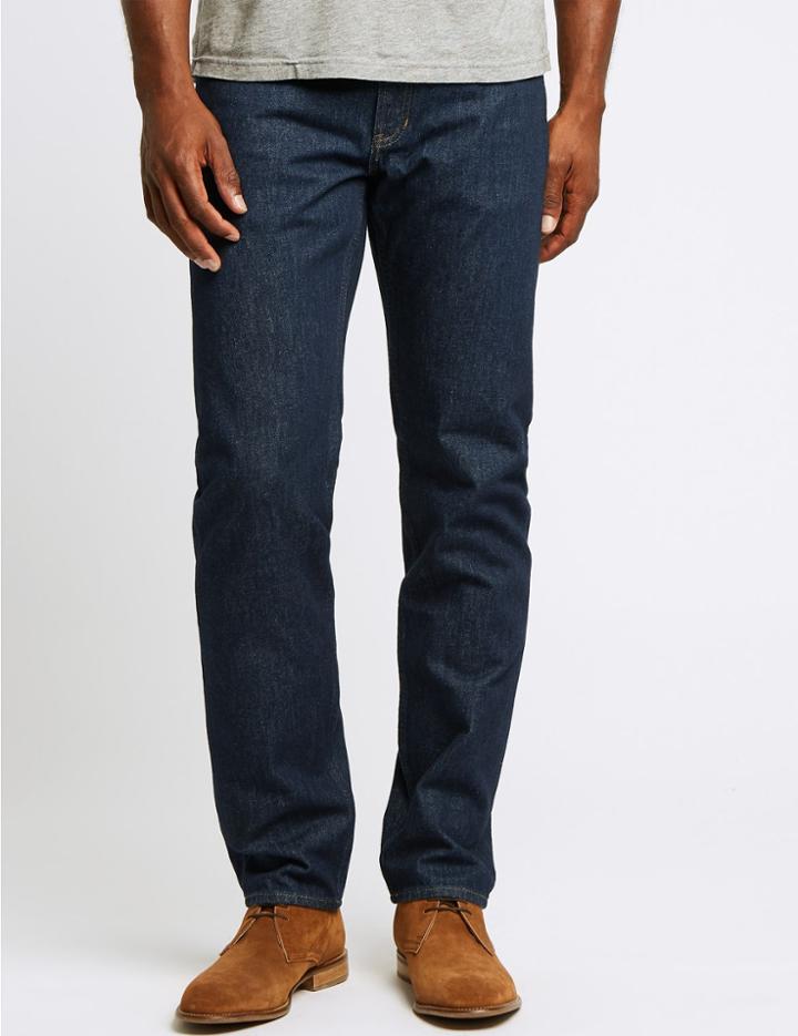 Marks & Spencer Tapered Fit Vertical Stretch Jeans Indigo