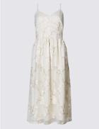 Marks & Spencer Floral Print Embellished Slip Dress Ivory Mix