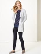 Marks & Spencer Open Front Pocket Longline Cardigan Grey Marl