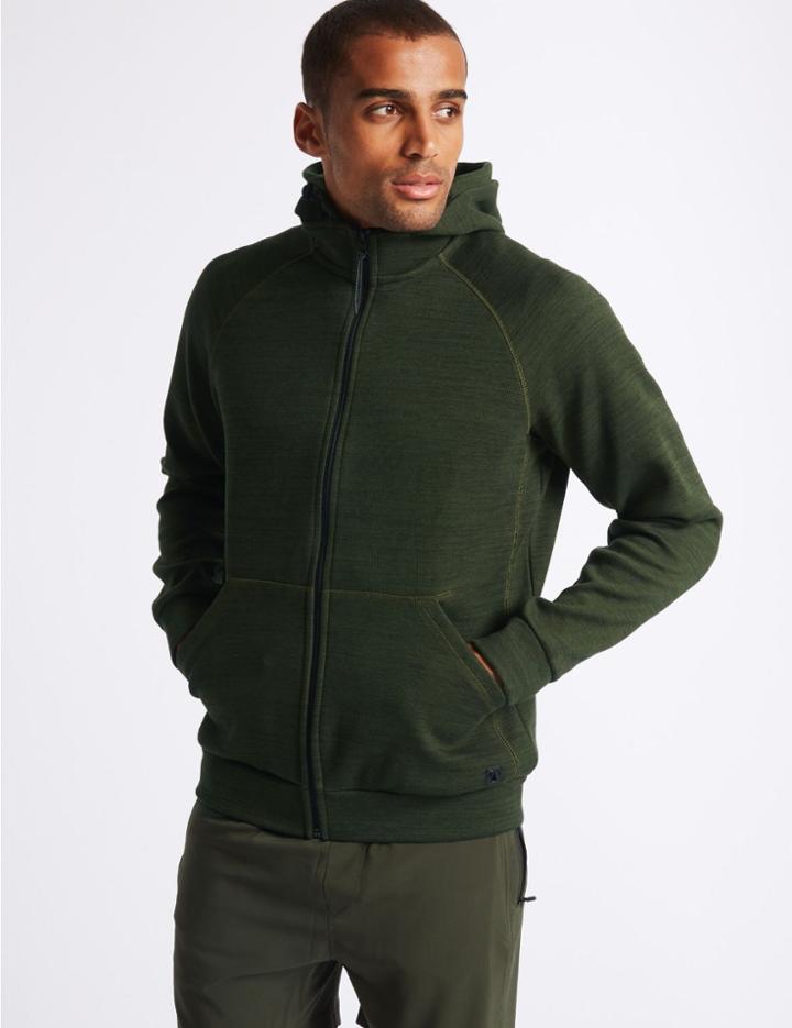 Marks & Spencer Active Cotton Rich Zip Through Hoody Khaki Mix