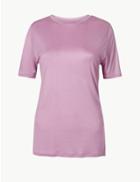 Marks & Spencer Round Neck Short Sleeve T-shirt Lilac