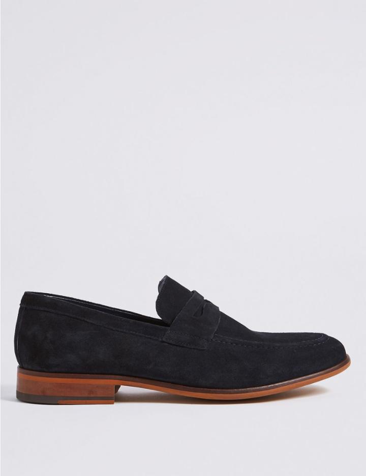 Marks & Spencer Suede Saddle Slip-on Loafers Navy