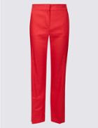 Marks & Spencer Linen Blend Ankle Grazer Straight Trousers Cherry Red