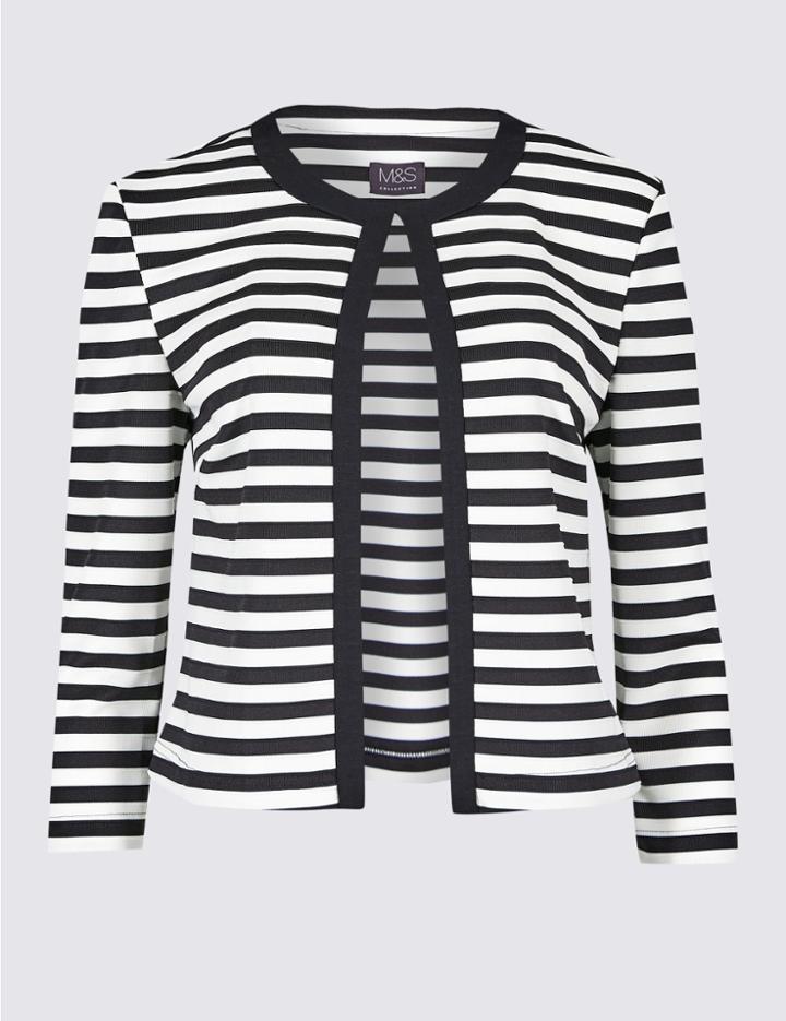 Marks & Spencer Striped Jersey Blazer Navy Mix