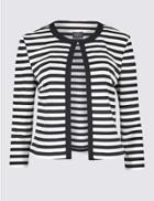 Marks & Spencer Striped Jersey Blazer Navy Mix