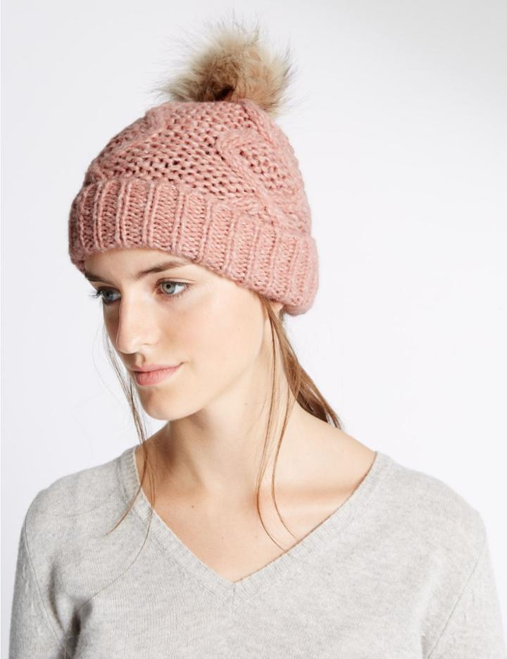 Marks & Spencer Pom Bobble Hat Pink Mix