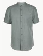 Marks & Spencer Linen Rich Shirt With Pocket Khaki