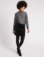 Marks & Spencer Velvet Straight Mini Skirt Black