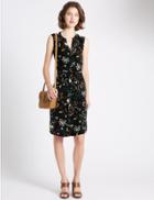 Marks & Spencer Floral Print Shirt Dress Black Mix